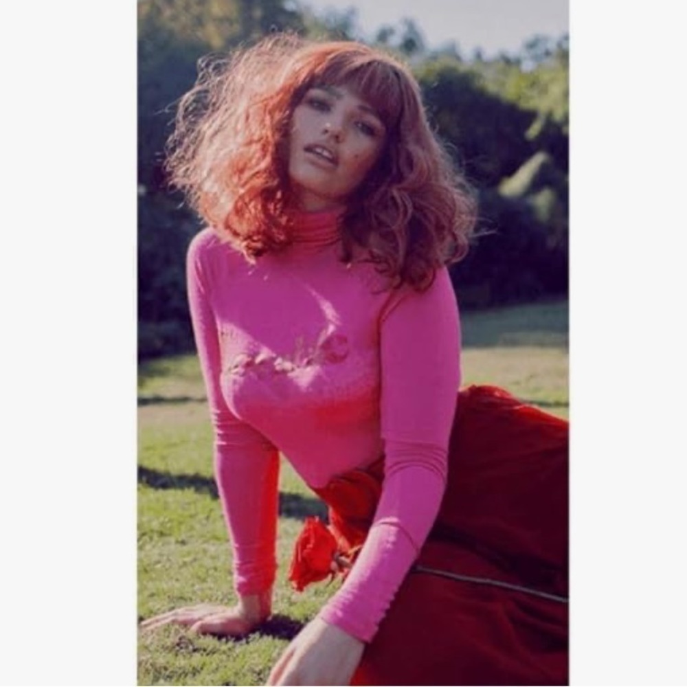 NWT Daydream Nation | Kiss Kiss Pink 'Lovable' Turtleneck Long-Sleeve Tee